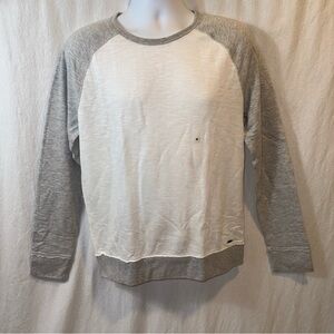 Brand New Men’s Express Raglan Sleeve Knit T-shirt Cotton Blend White/ Gray Sz M